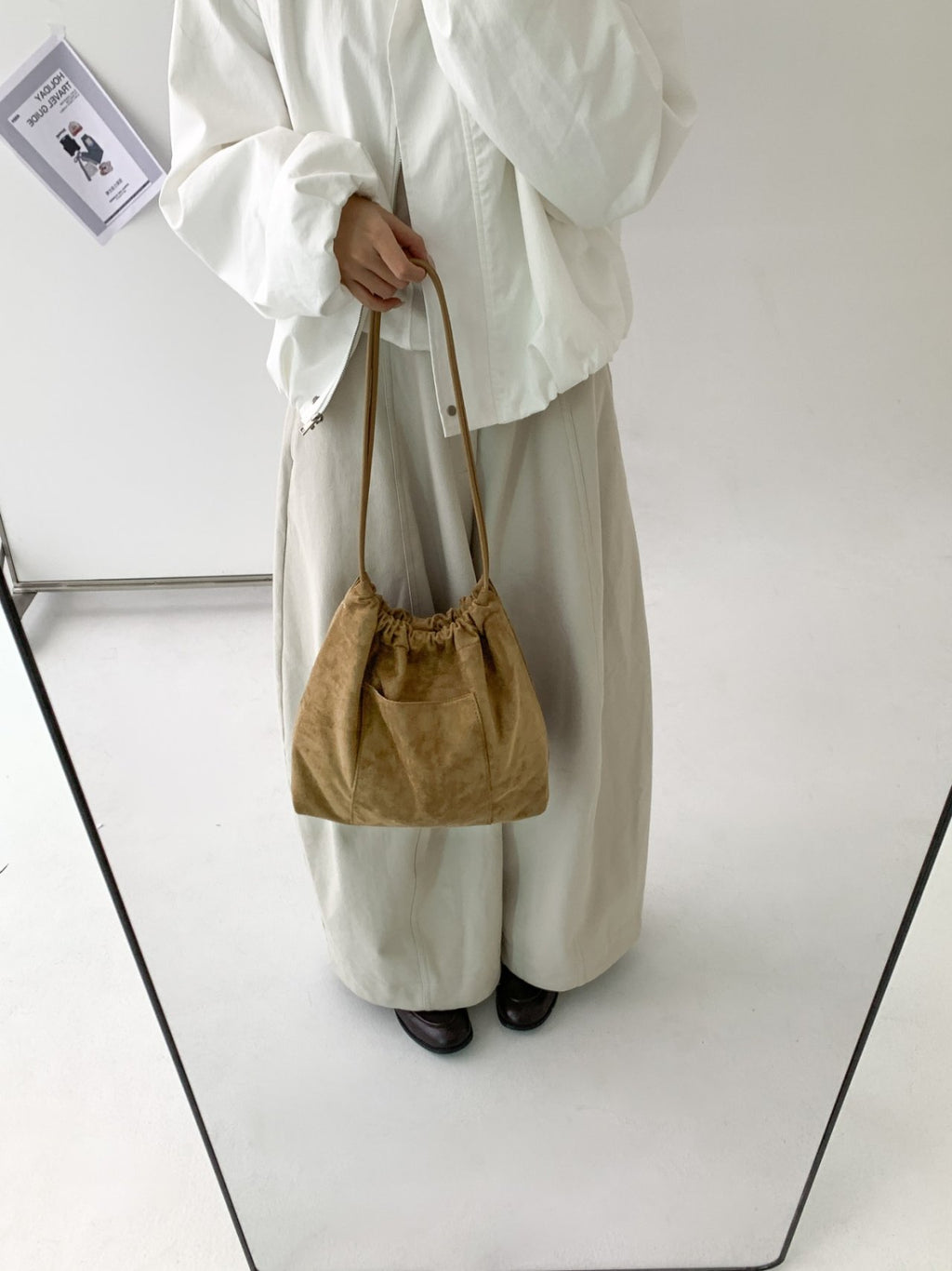 Stella Soft Suede Gather Bucket Bag