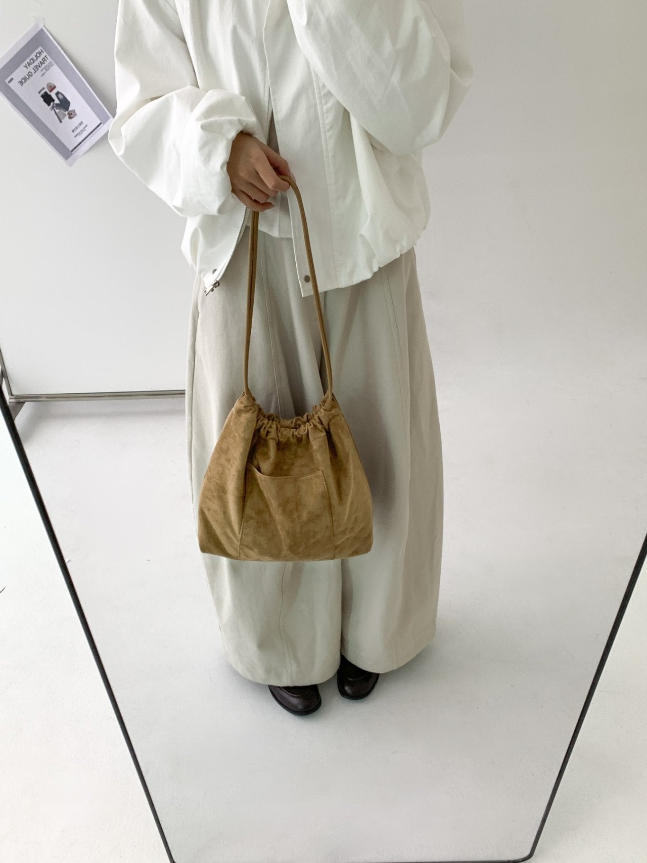 Stella Soft Suede Gather Bucket Bag