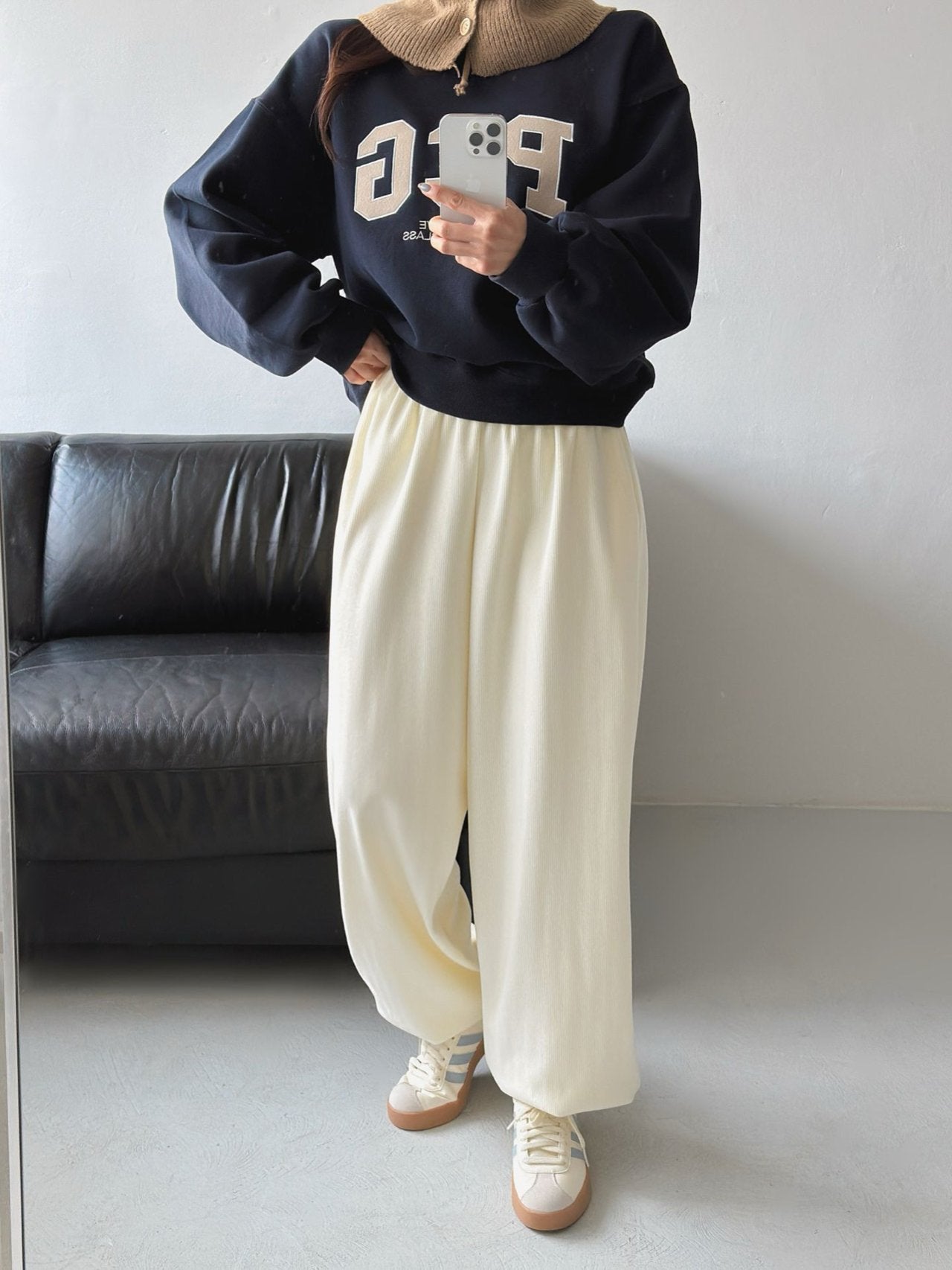 Velvet Minky Fleece-Lined Jogger Pants Big Size Overfit