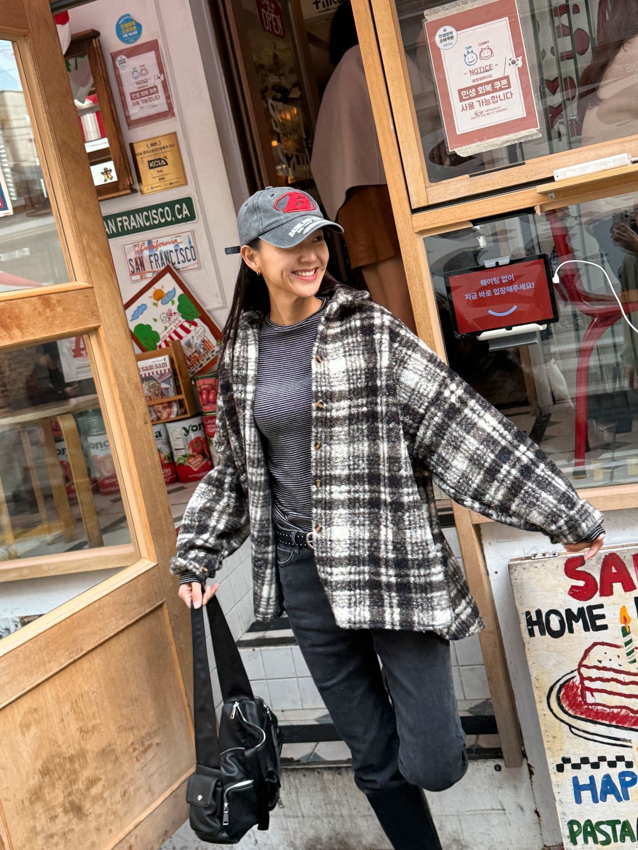 Soft Brushed Oversized Plaid Jacket