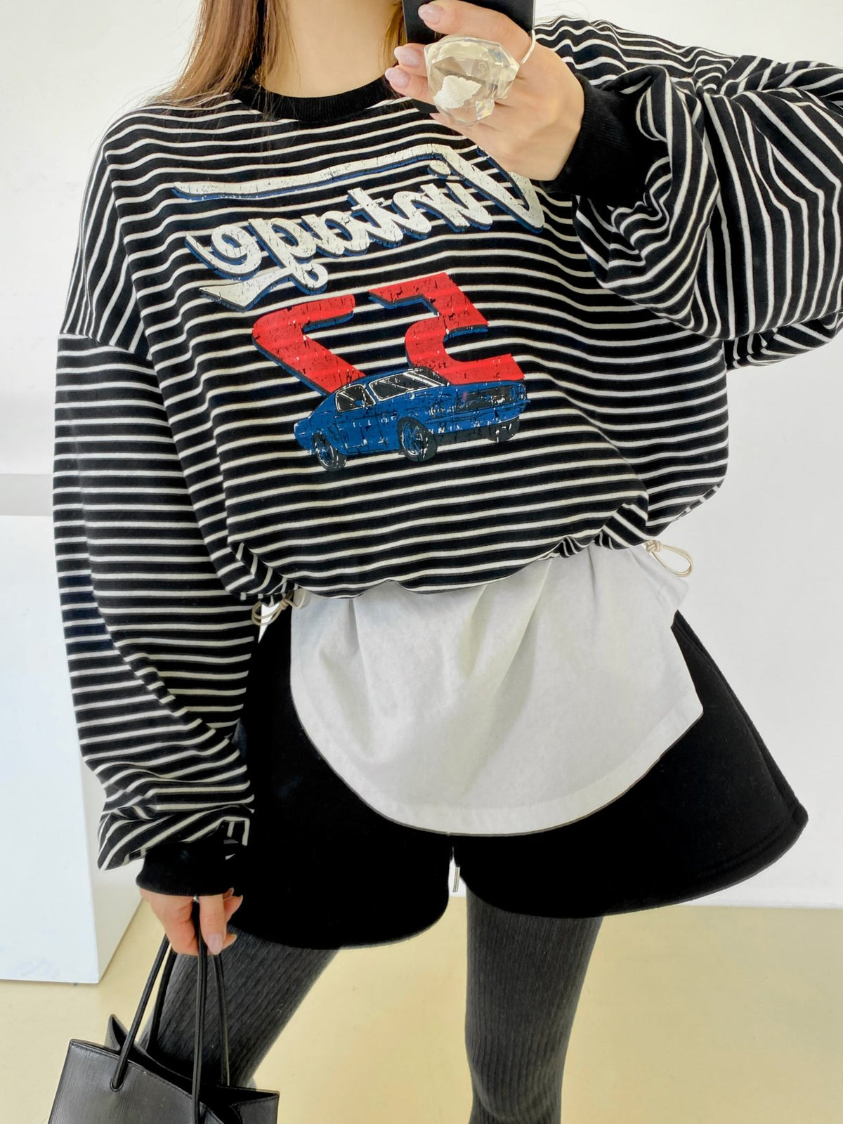 Vintage 52 Striped Drawstring Sweatshirt – Made in Korea - Luckyplanetusa
