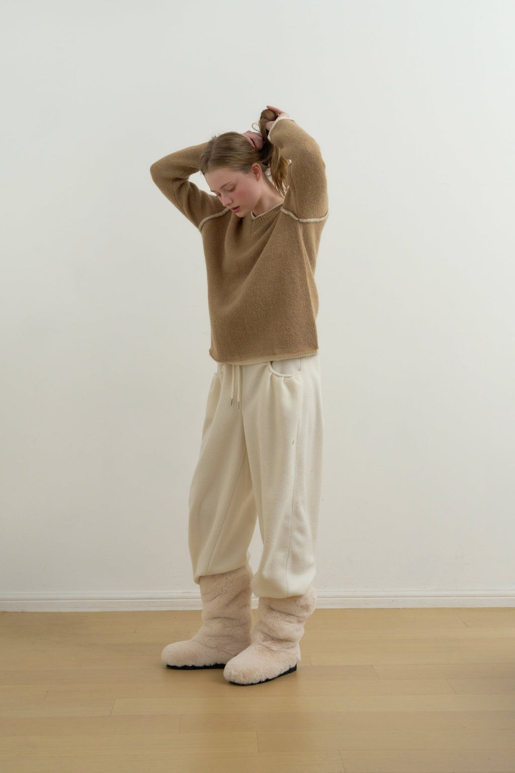 Even Layered V-Neck Knit Sweater Alpaca Wool Blend Made in Korea