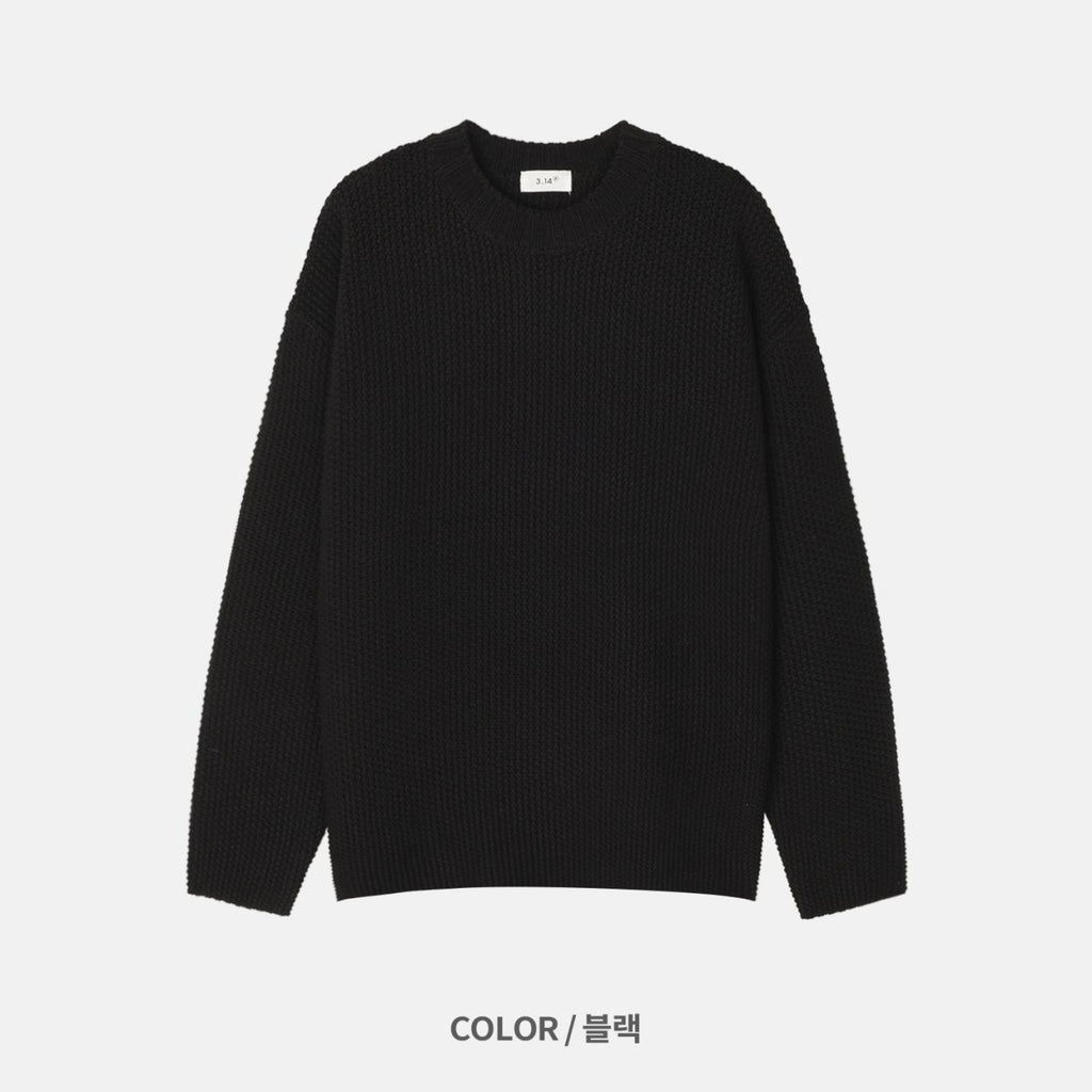 Embossed Good Day Graphic Heavy Knit Sweater Made in Korea