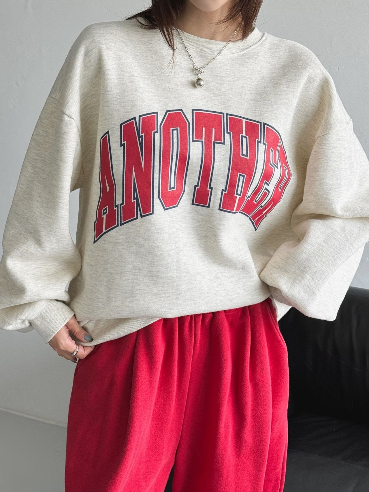 ANOTHER Varsity Puff-Sleeve Sweatshirt