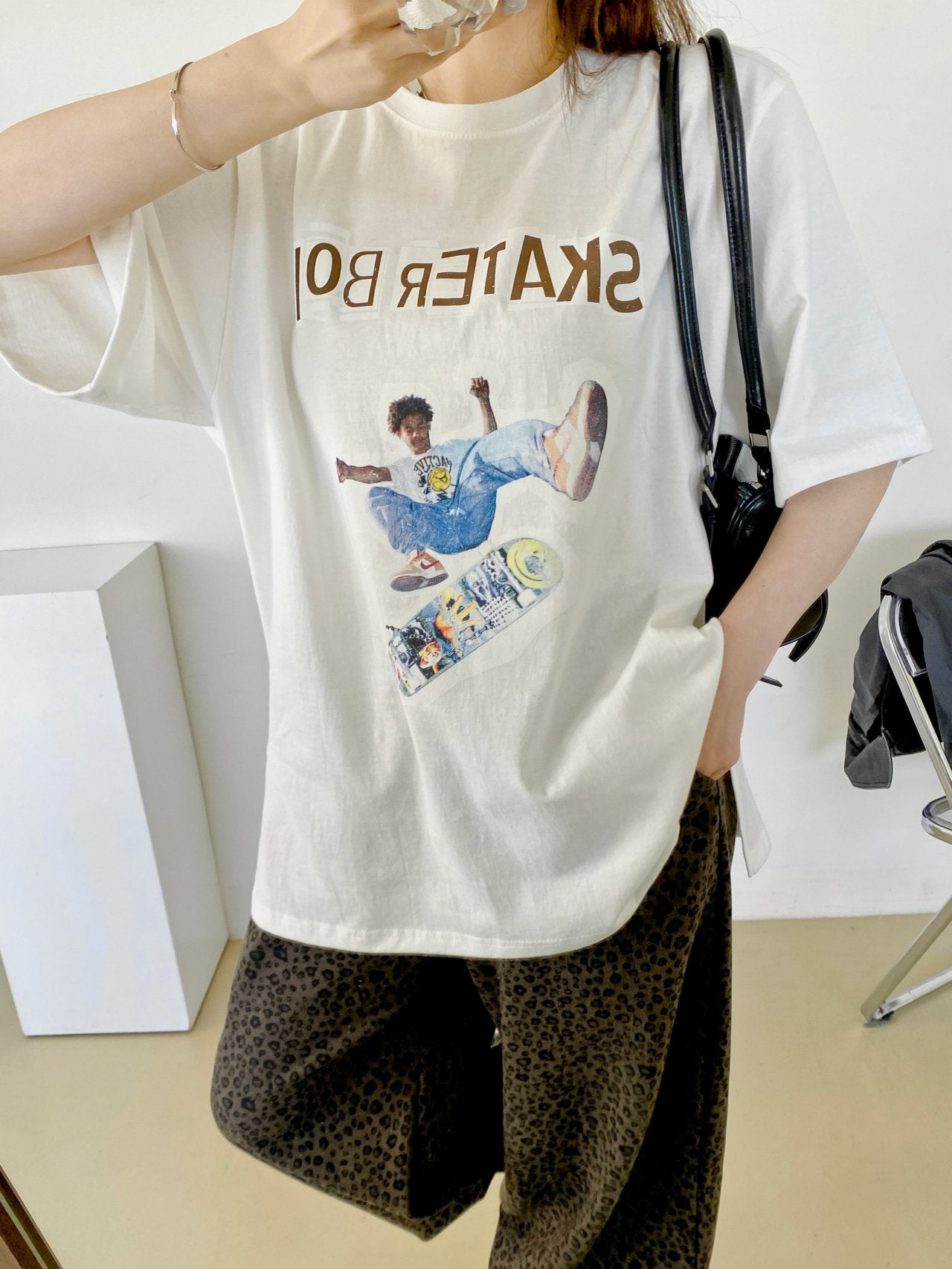 Skater Boi Graphic Oversized Tee - Luckyplanetusa