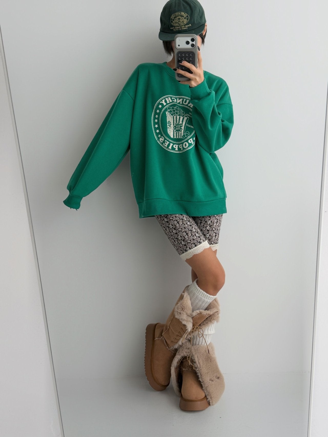 Crunchy Poppies Fleece Graphic Sweatshirt Made in Korea