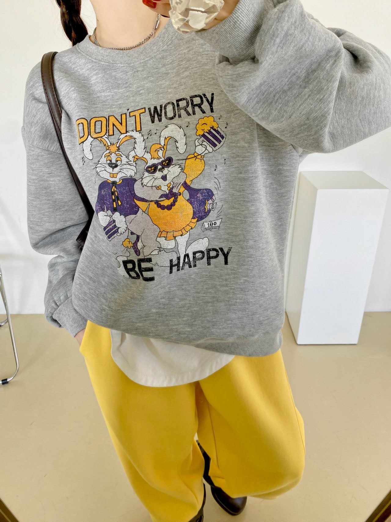 Don’t Worry Be Happy Dancing Bunny Sweatshirt