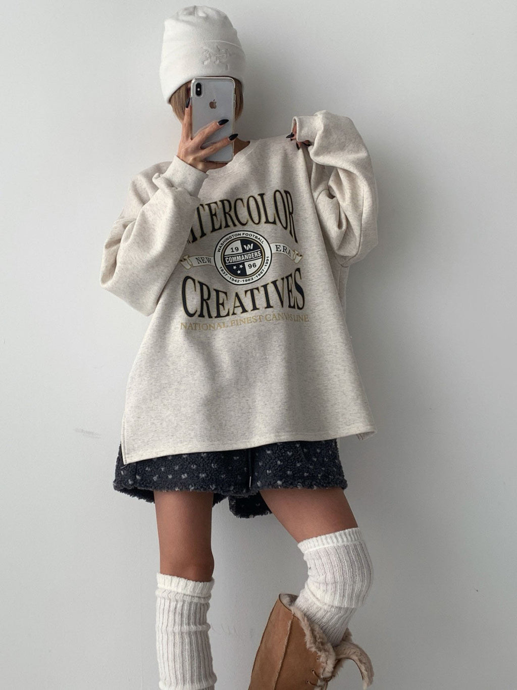 Watercolor Creatives Fleece-Lined Oversized Sweatshirt Vintage Collegiate Graphic Top - Luckyplanetusa