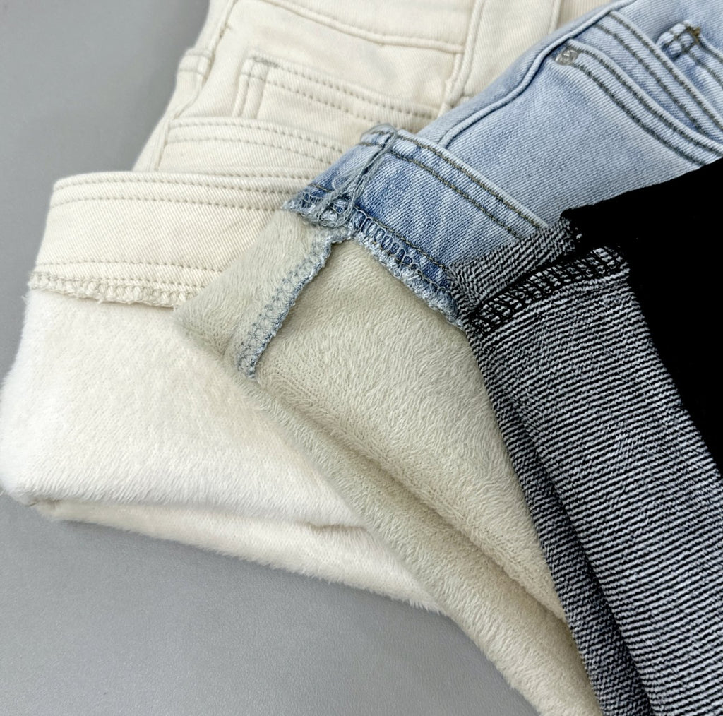 Cozy Fleece-Lined Daily Denim Skirt