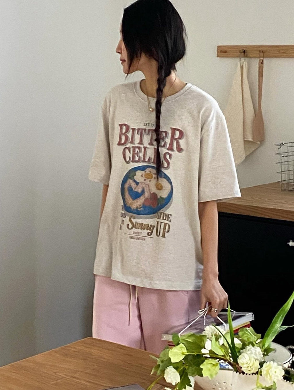 Bitter Cells Washed Cotton Lounge Tee Made in Korea - Luckyplanetusa