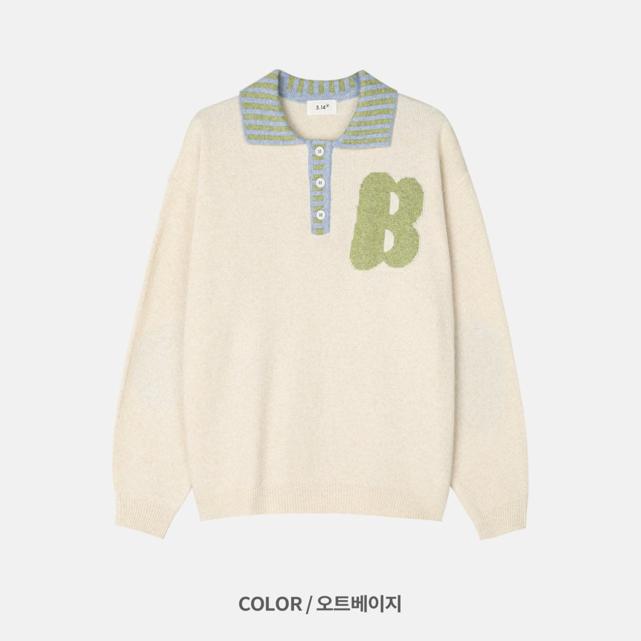 B-Point Cash Intarsia Collar Knit Made in Korea