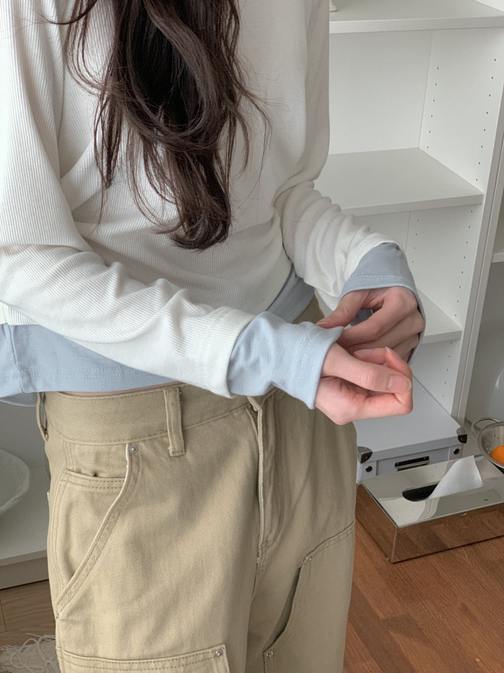 Layered Soft Rib Long Sleeve Tee - Luckyplanetusa