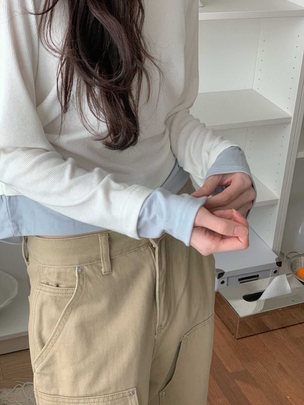 Layered Soft Rib Long Sleeve Tee - Luckyplanetusa
