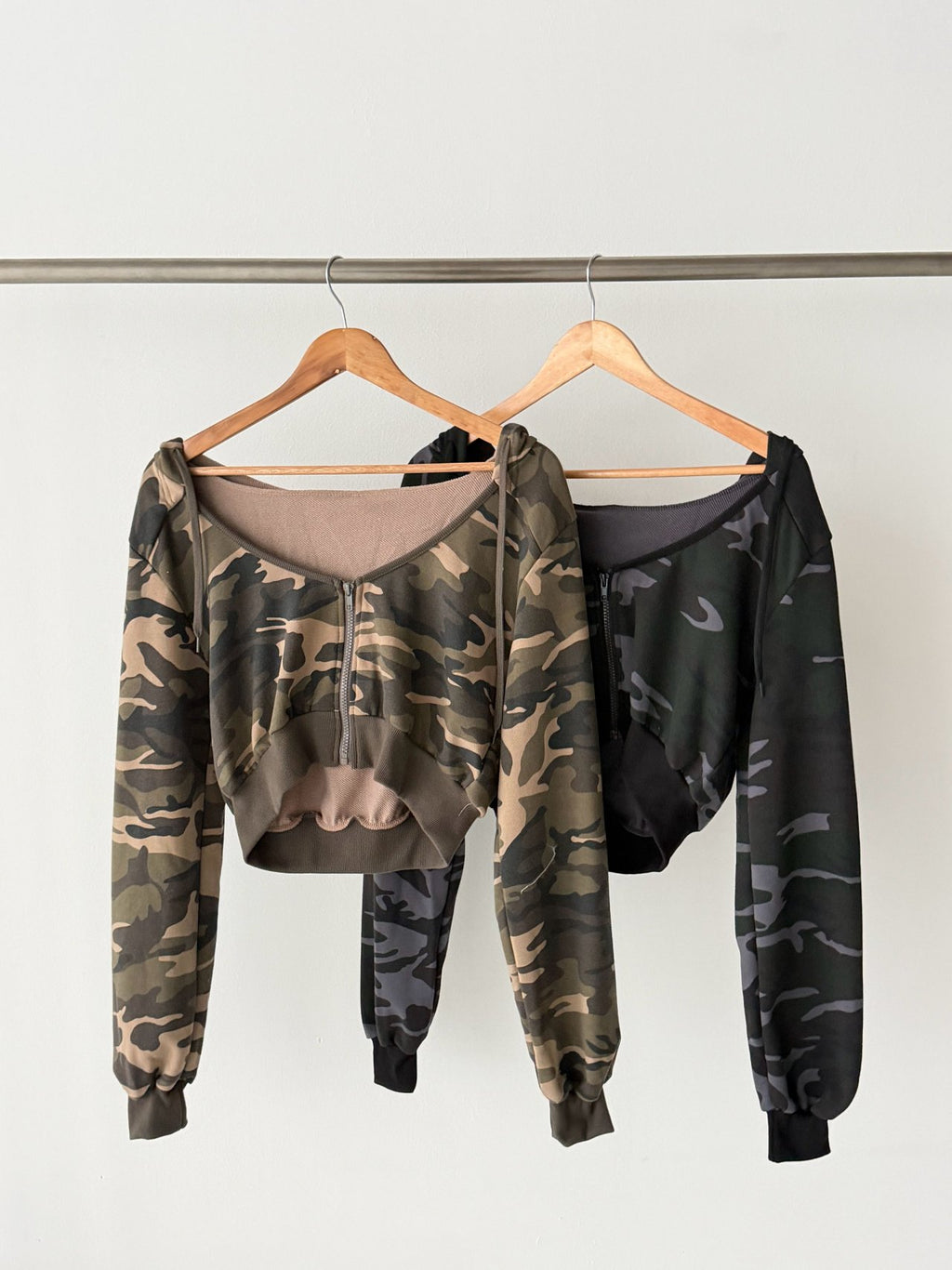 Cropped Camo Zip Hoodie Made in Korea