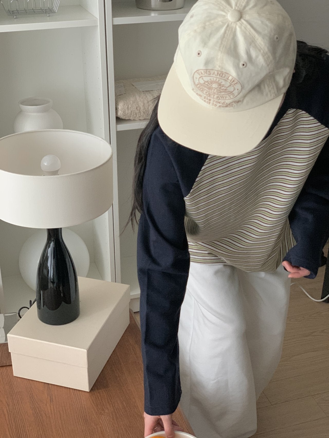 Soft Stripe Raglan Long Sleeve Tee Made in Korea 100% cotton