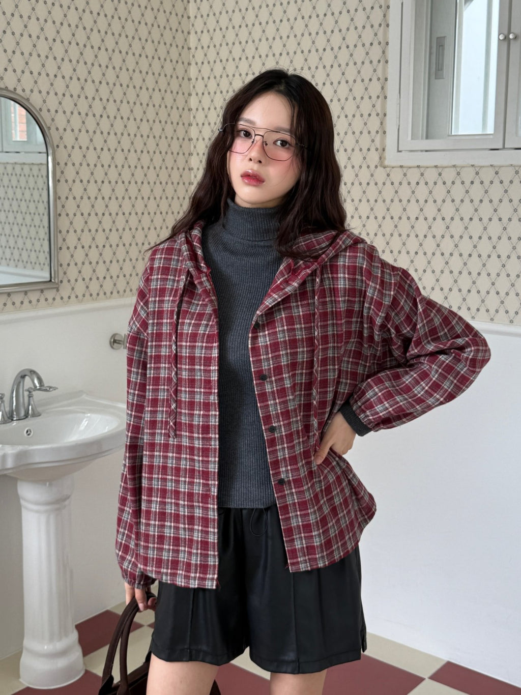 Winter Brushed Check Hooded Shirt Relaxed fit