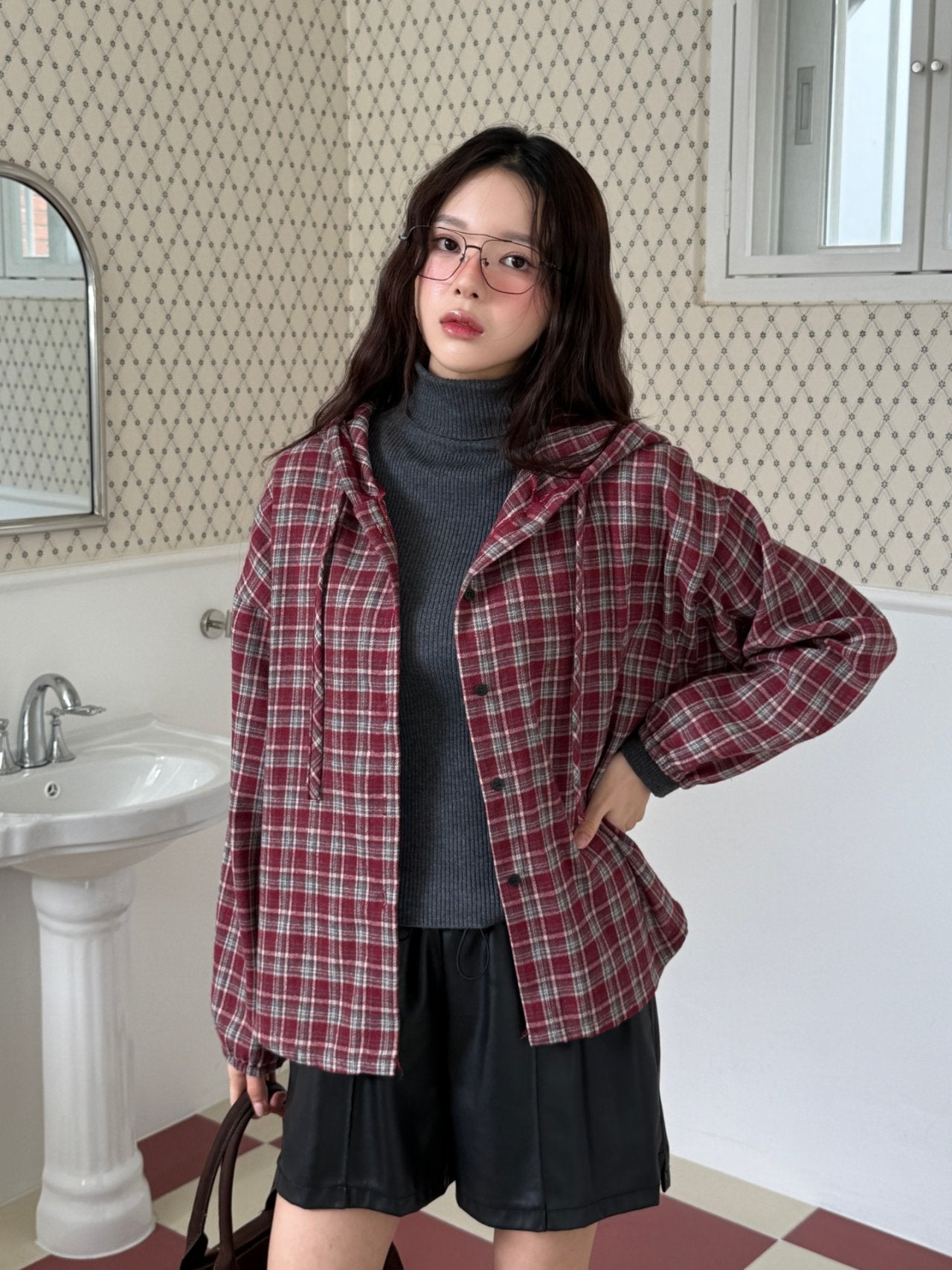 Winter Brushed Check Hooded Shirt Relaxed fit