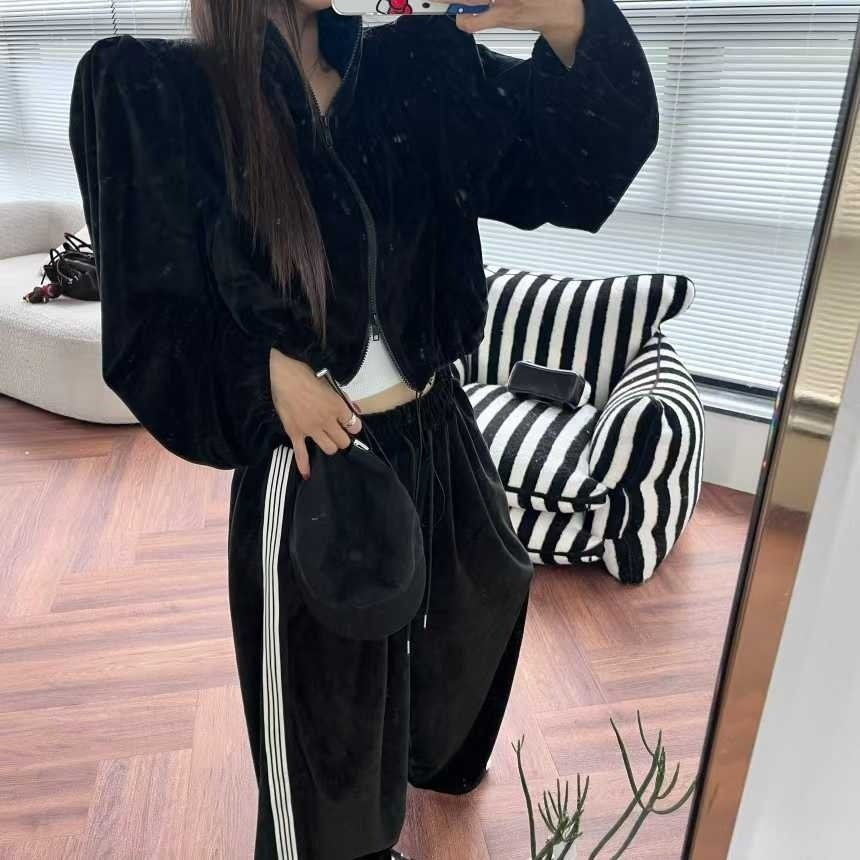 Velour Track Puff Zip-Up Set