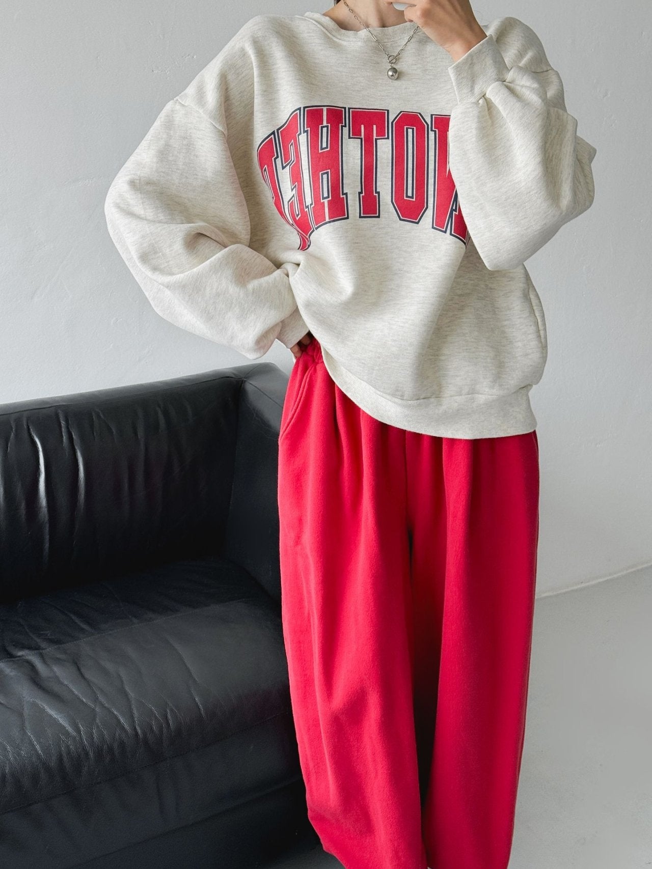 ANOTHER Varsity Puff-Sleeve Sweatshirt