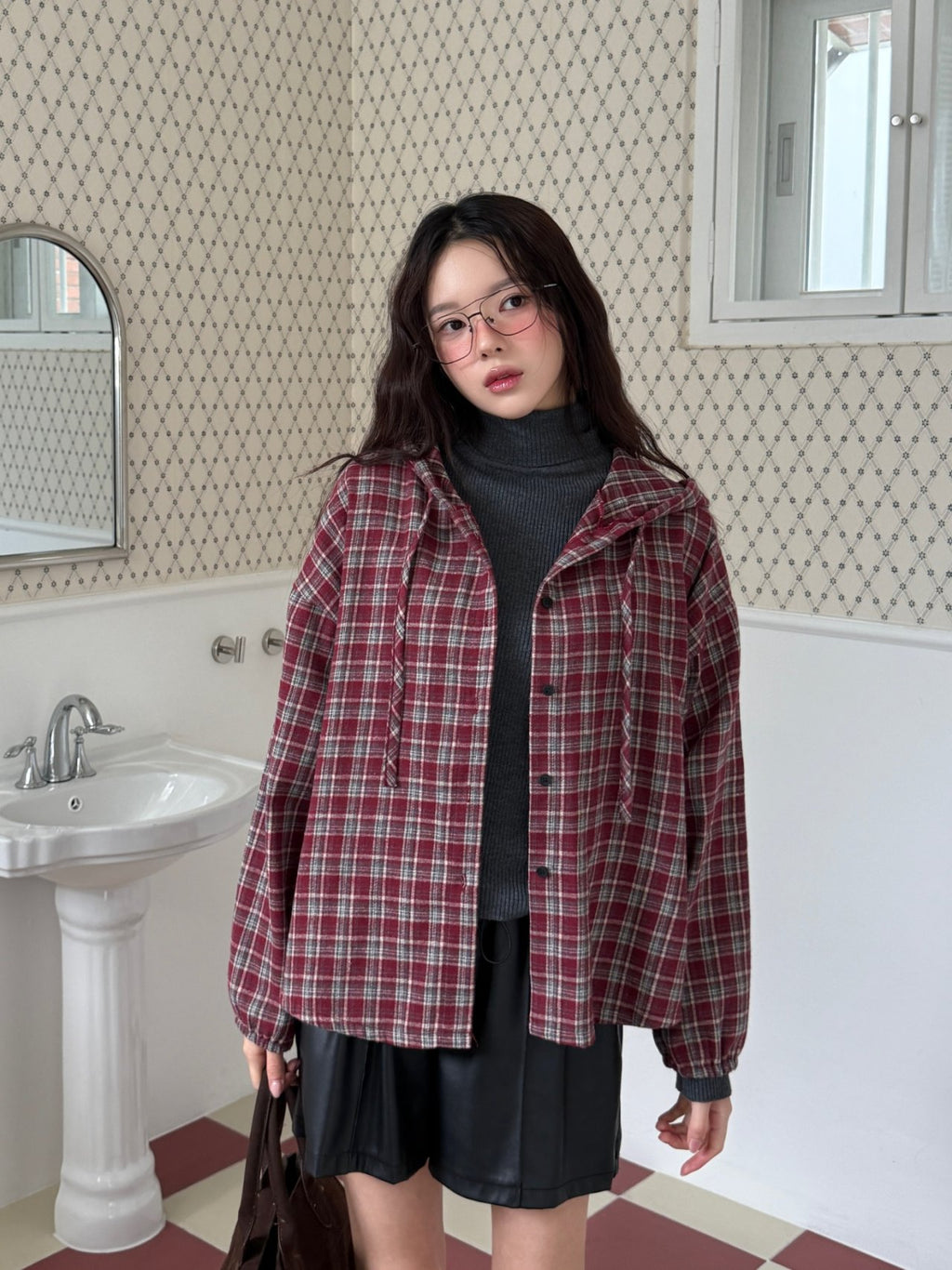 Winter Brushed Check Hooded Shirt Relaxed fit