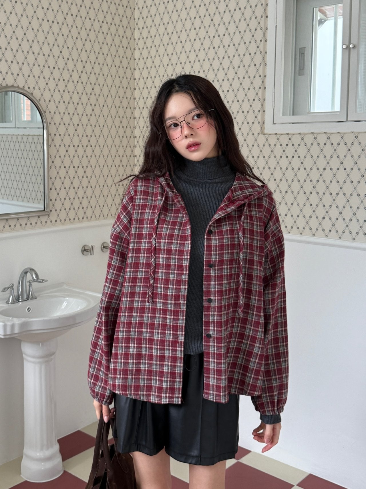 Winter Brushed Check Hooded Shirt Relaxed fit