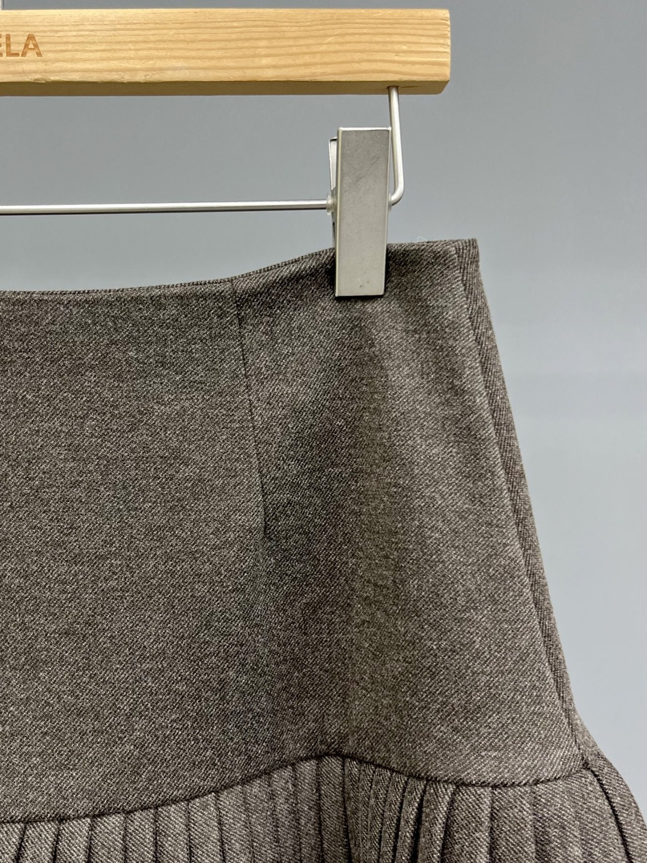 Two-Tier Pleated Wool Mini Skirt