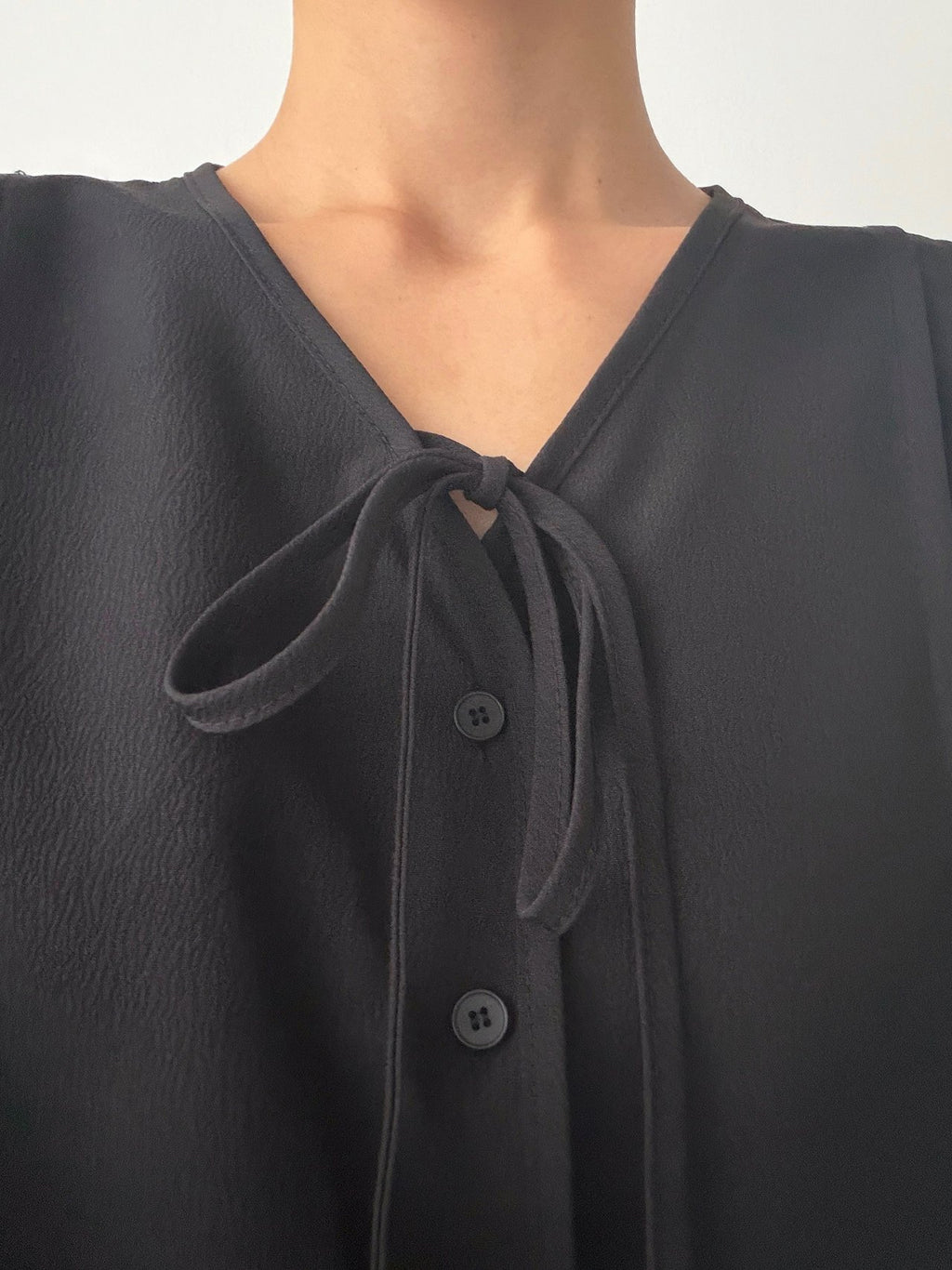 Soft Ribbon Pintuck Blouse Made in Korea
