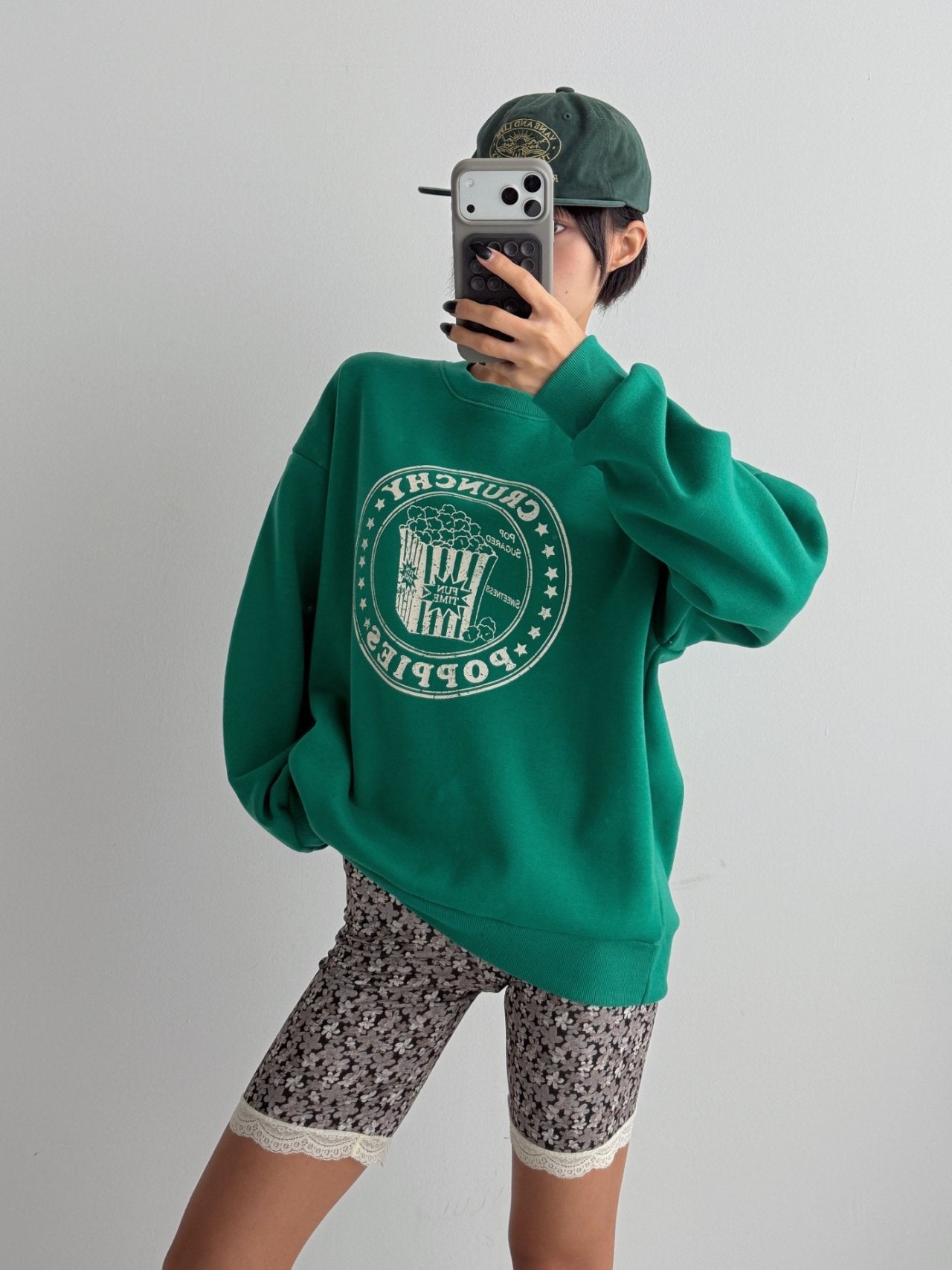 Crunchy Poppies Fleece Graphic Sweatshirt Made in Korea
