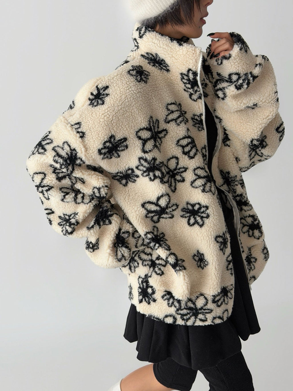 Fluffy Blossom Fleece Half-Zip Jacket