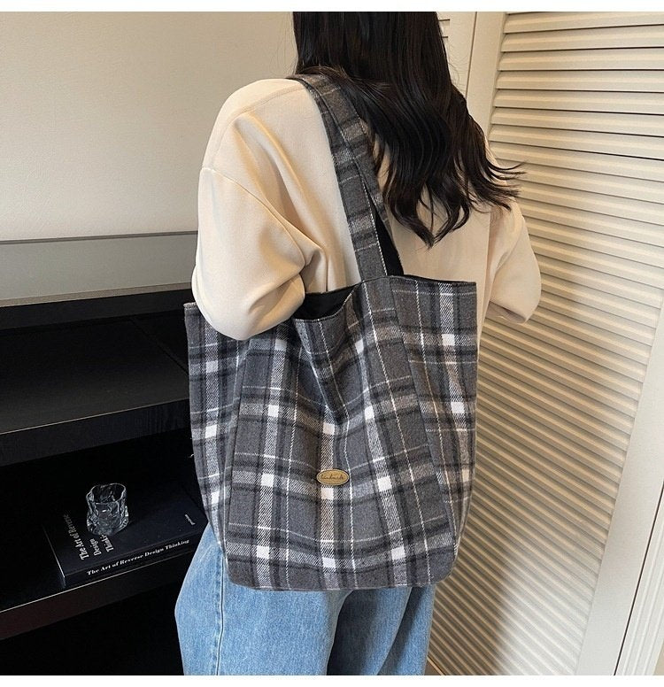 Reversible Check Daily Tote Bag