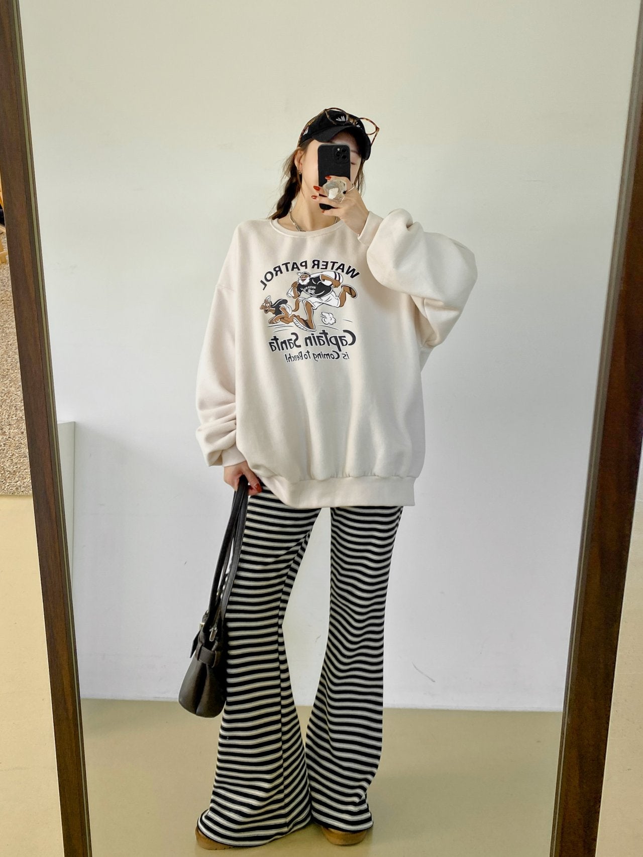 Soft Fleece Stripe Flare Pants