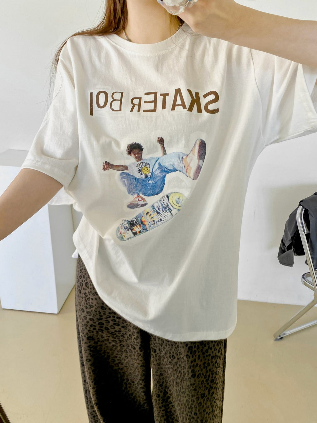 Skater Boi Graphic Oversized Tee - Luckyplanetusa