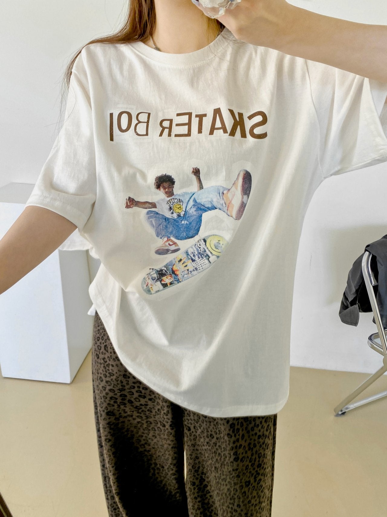 Skater Boi Graphic Oversized Tee - Luckyplanetusa