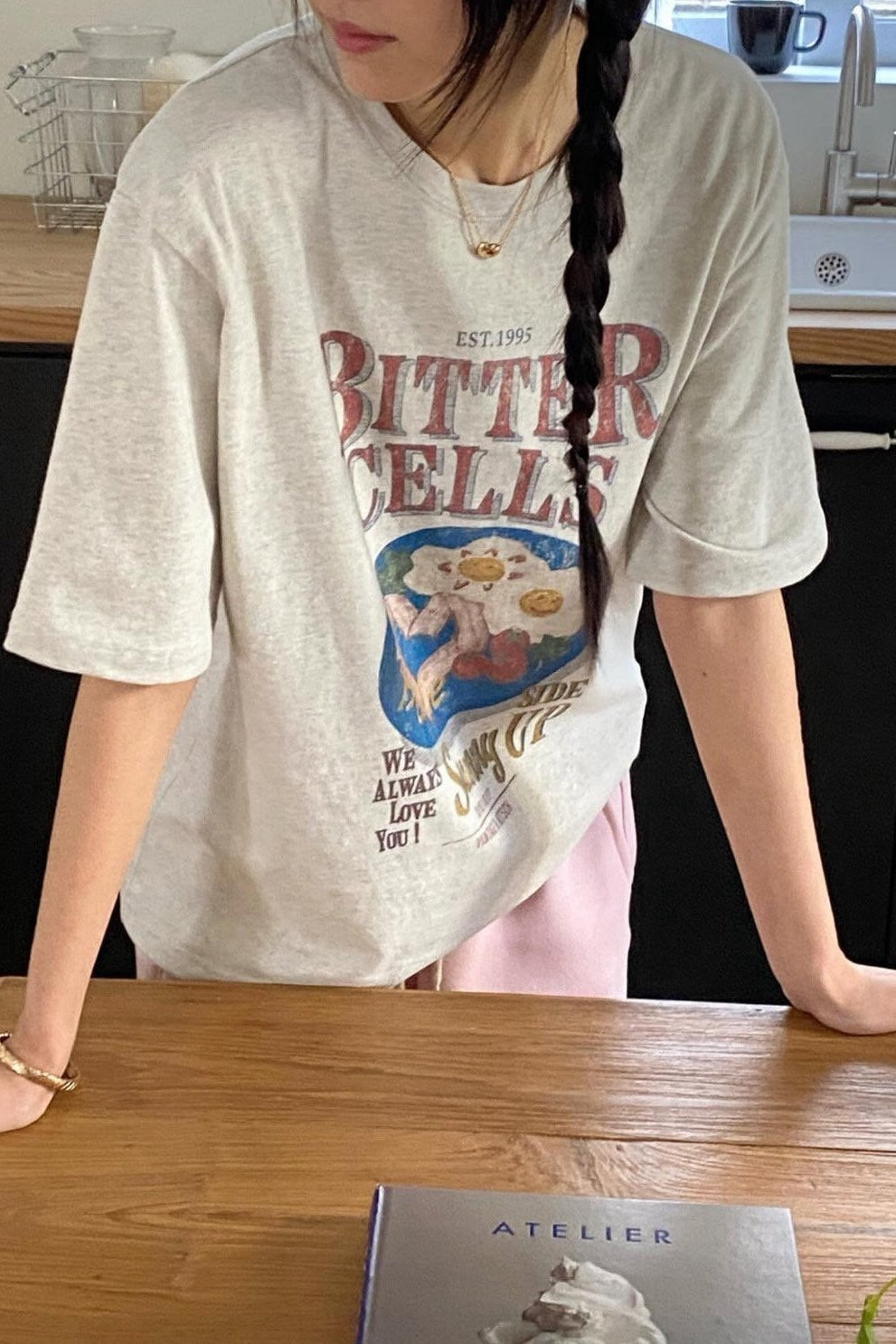Bitter Cells Washed Cotton Lounge Tee Made in Korea - Luckyplanetusa