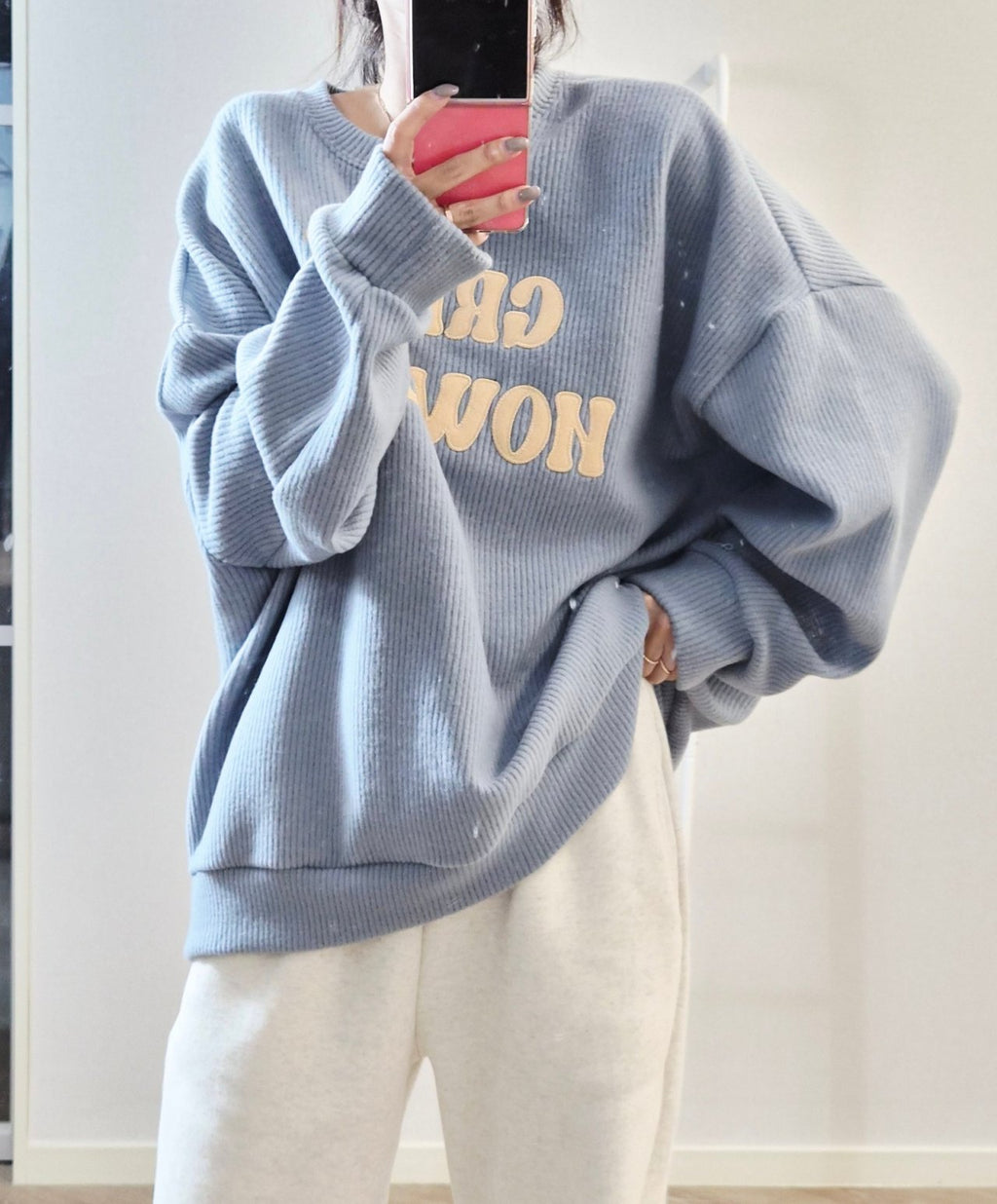 Great However Oversized Ribbed Sweatshirt – Made in Korea