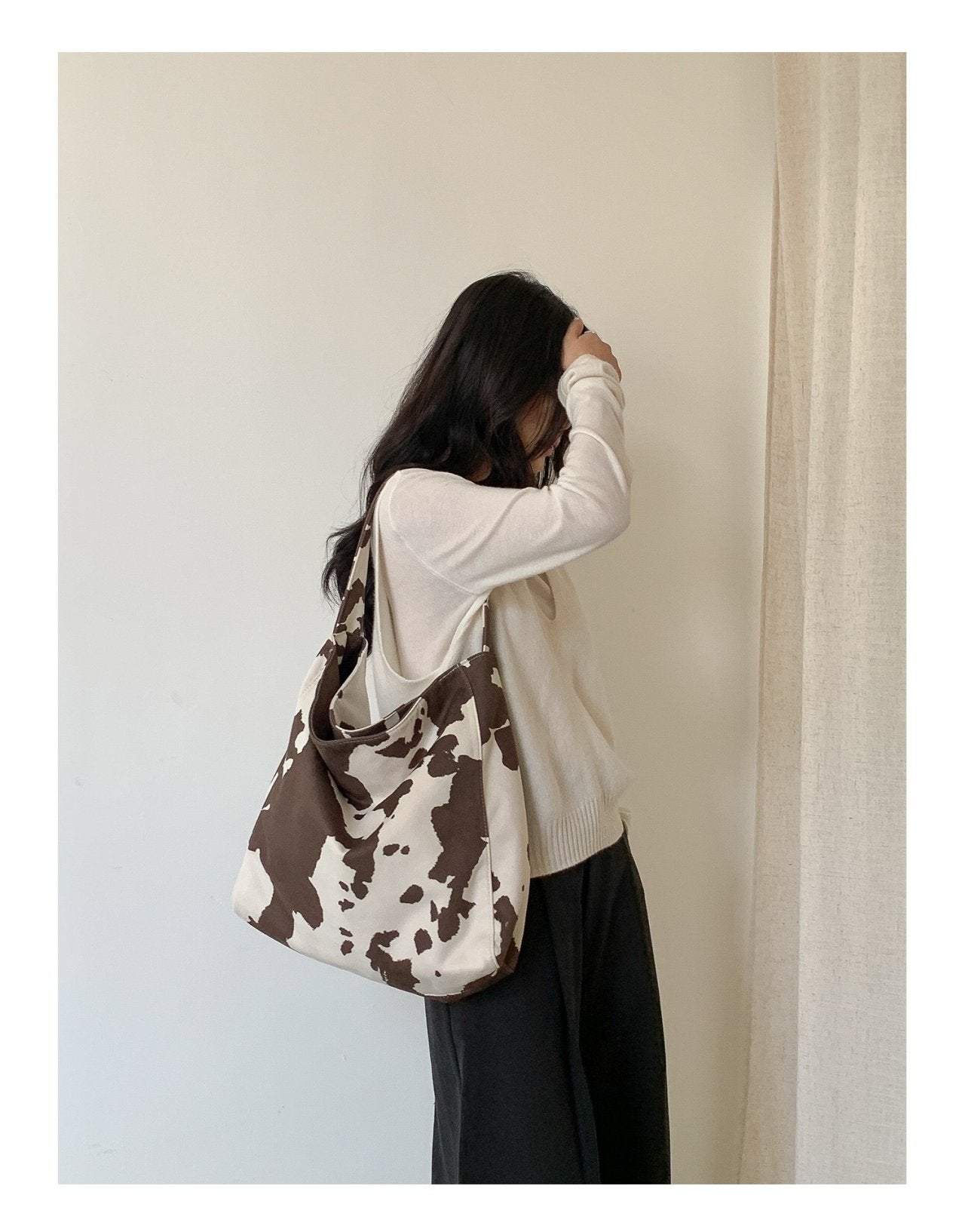 Cow Suede Pattern Soft Shoulder Bag