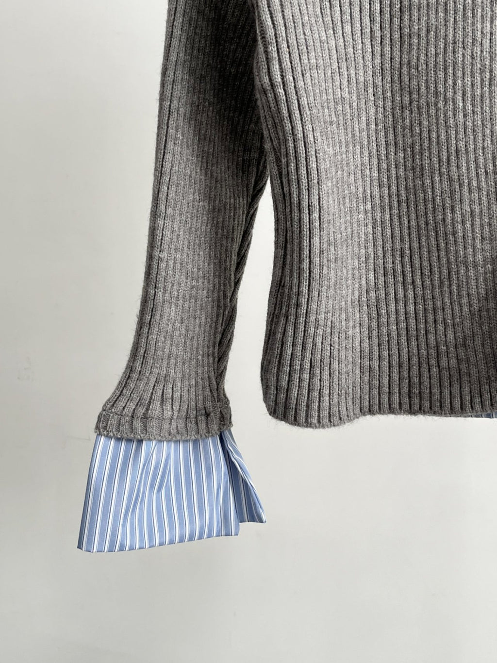 Layered Stripe-Collar Knit Cardigan Top