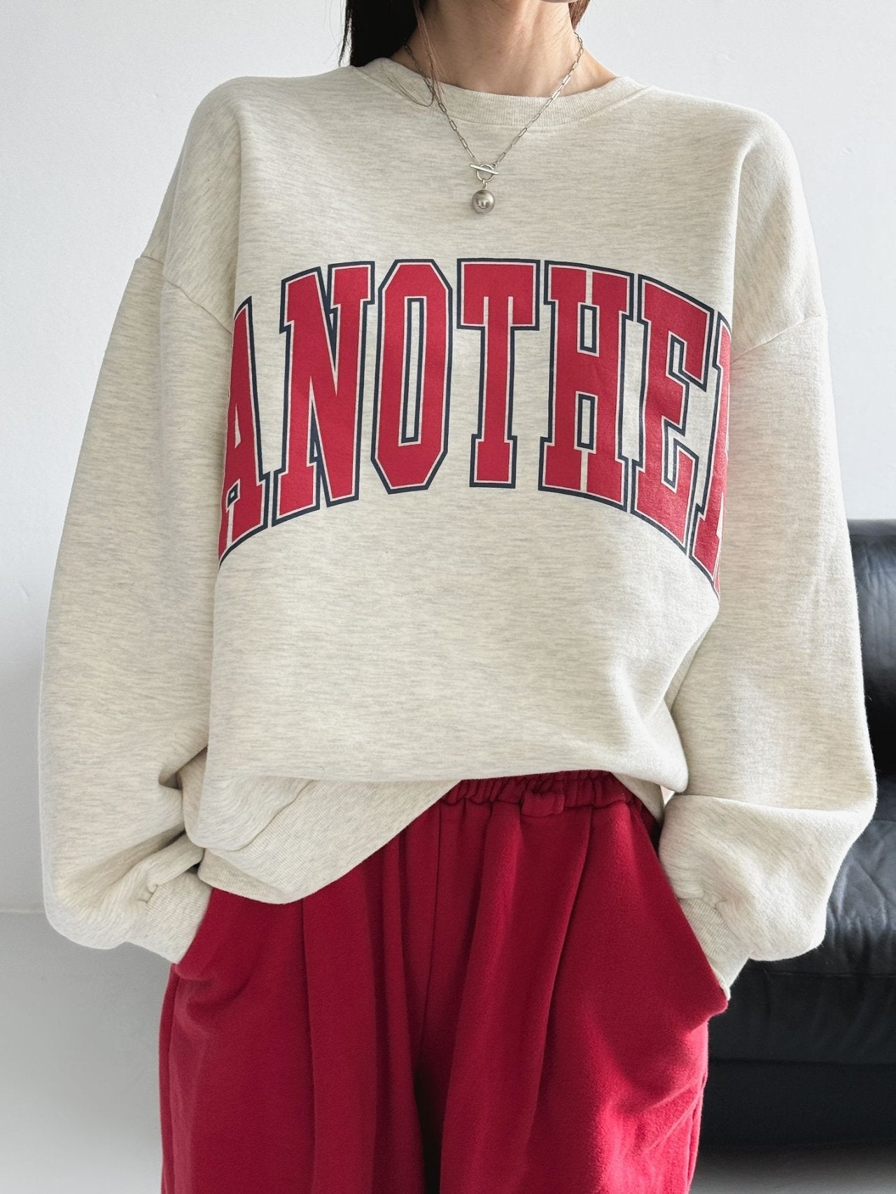 ANOTHER Varsity Puff-Sleeve Sweatshirt