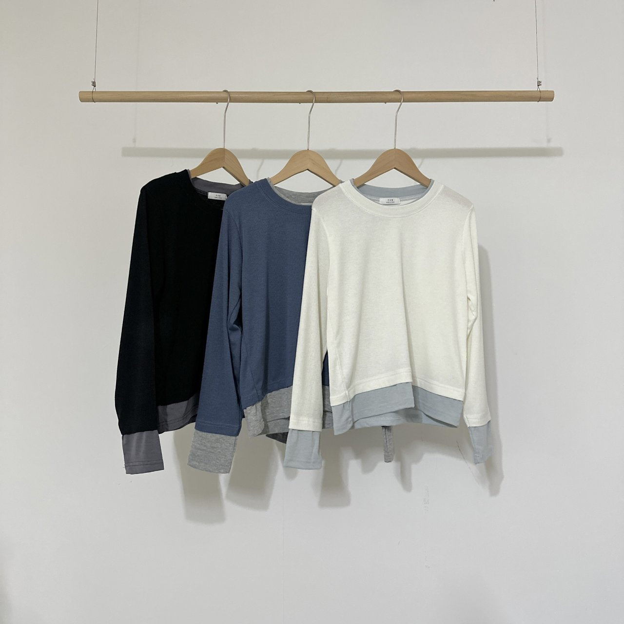 Layered Soft Rib Long Sleeve Tee - Luckyplanetusa