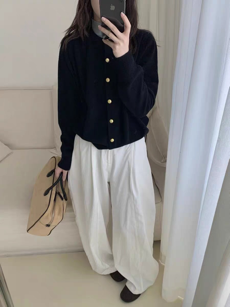 Cindy Gold Button Soft Knit Cardigan Free Size