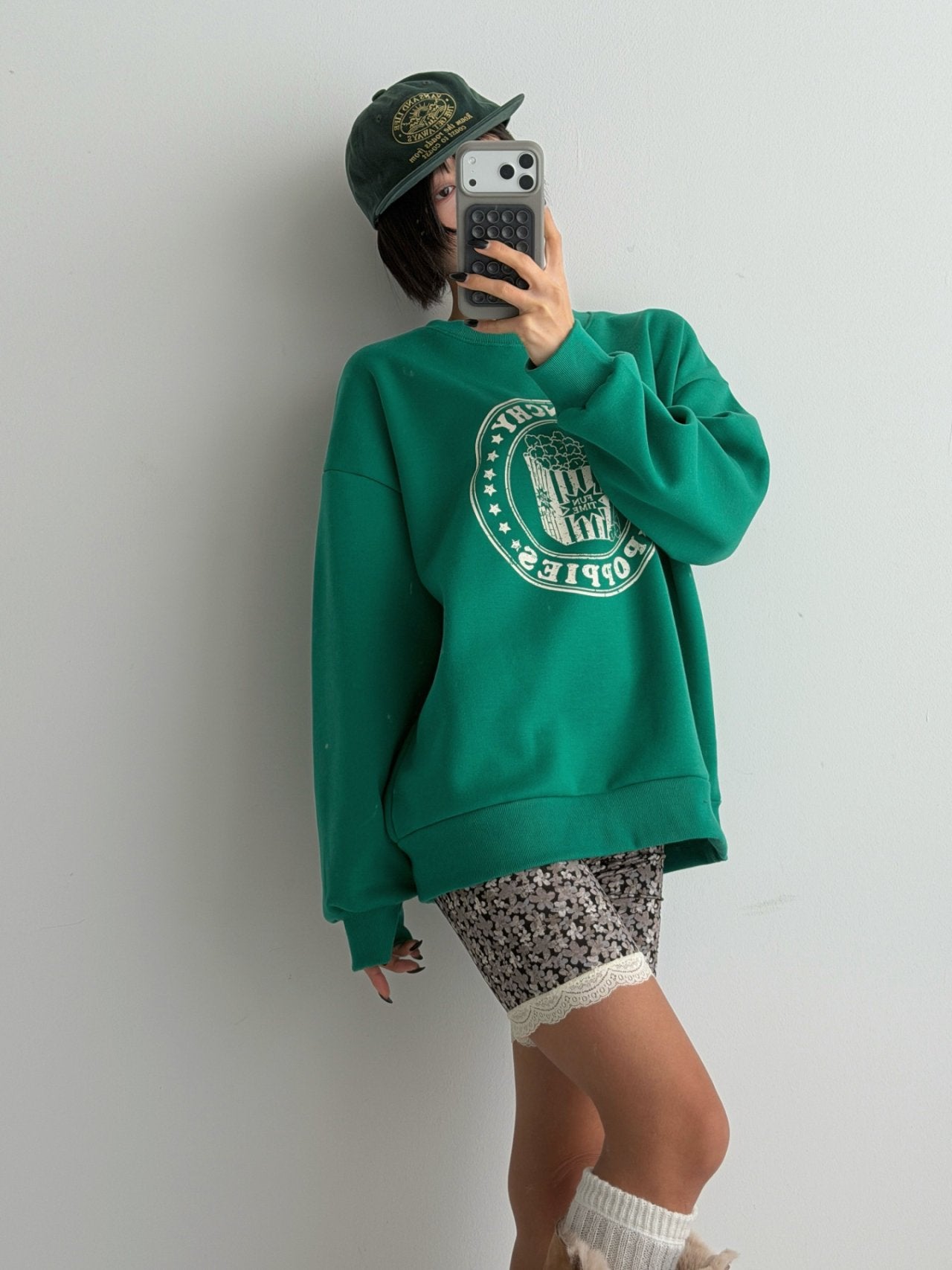 Crunchy Poppies Fleece Graphic Sweatshirt Made in Korea
