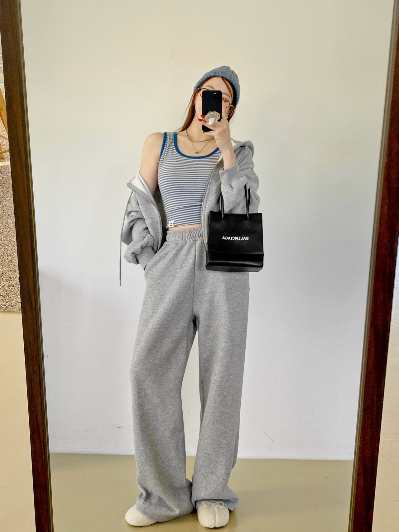 Soft Fleece-Lined Stripe Crop Tank – Made in Korea