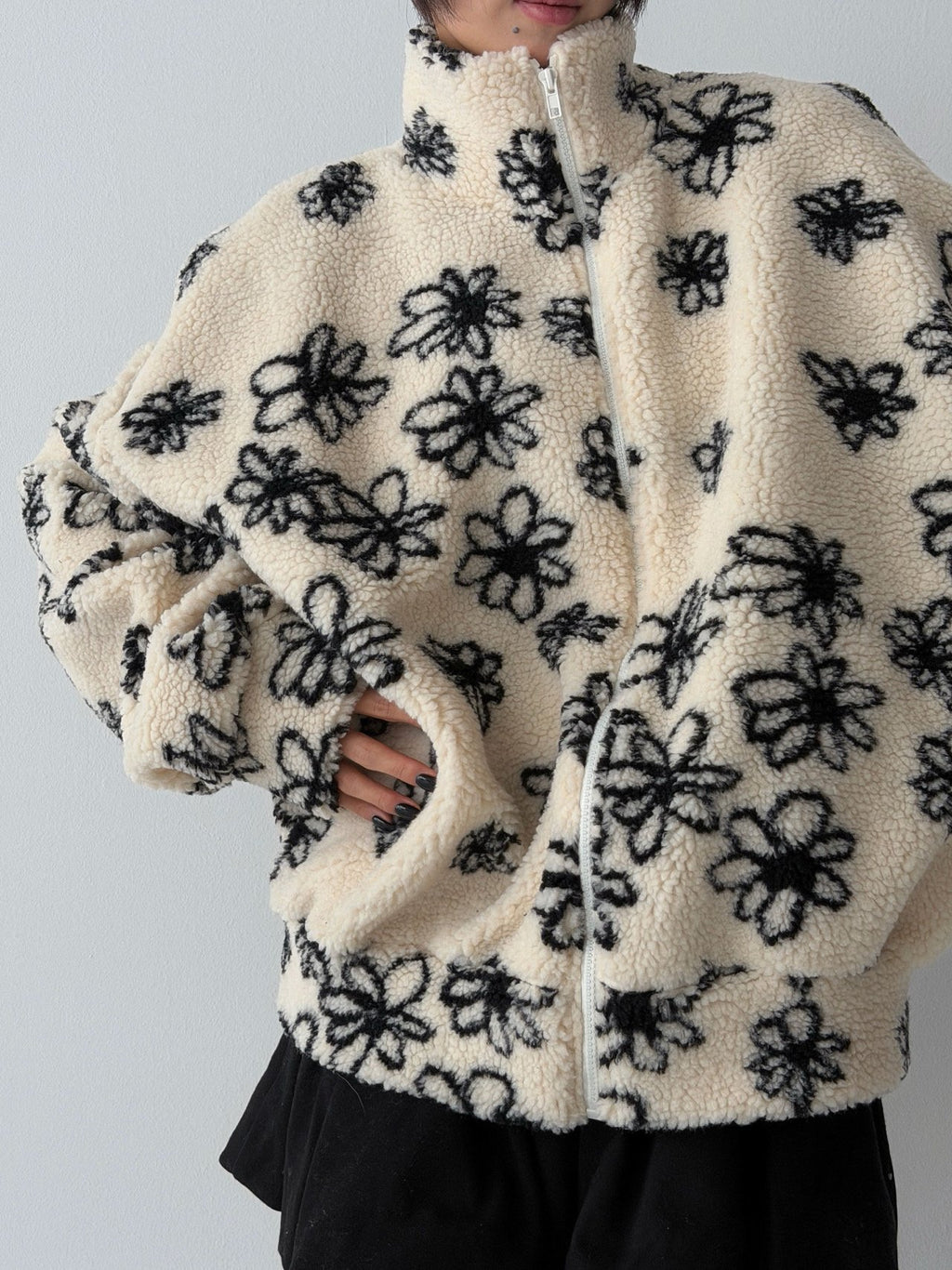 Fluffy Blossom Fleece Half-Zip Jacket