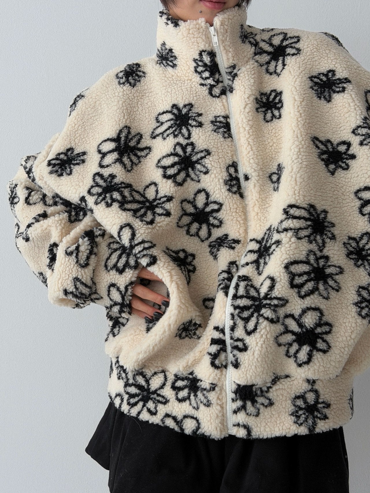 Fluffy Blossom Fleece Half-Zip Jacket
