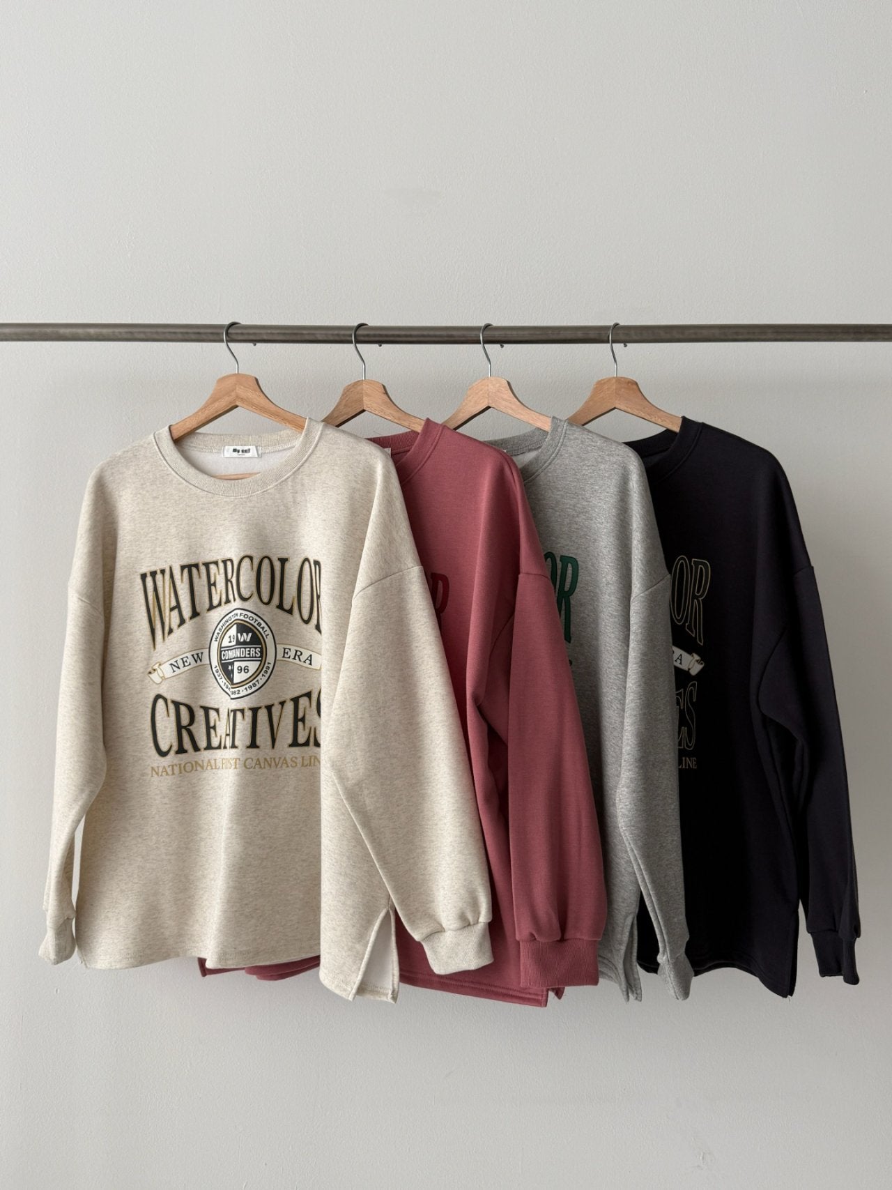 Watercolor Creatives Fleece-Lined Oversized Sweatshirt Vintage Collegiate Graphic Top