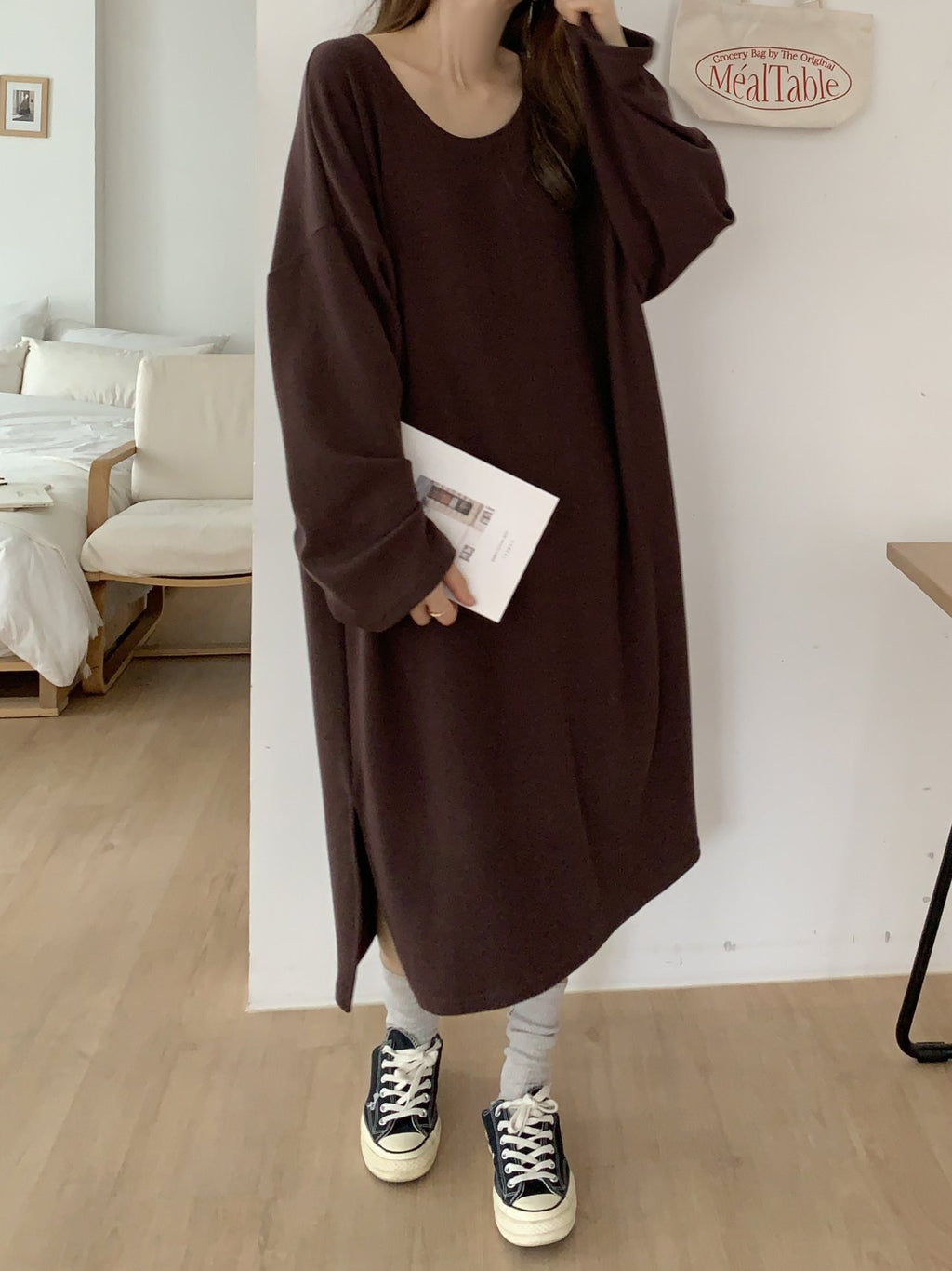 Soft Cozy U-Neck Oversized Lounge Dress