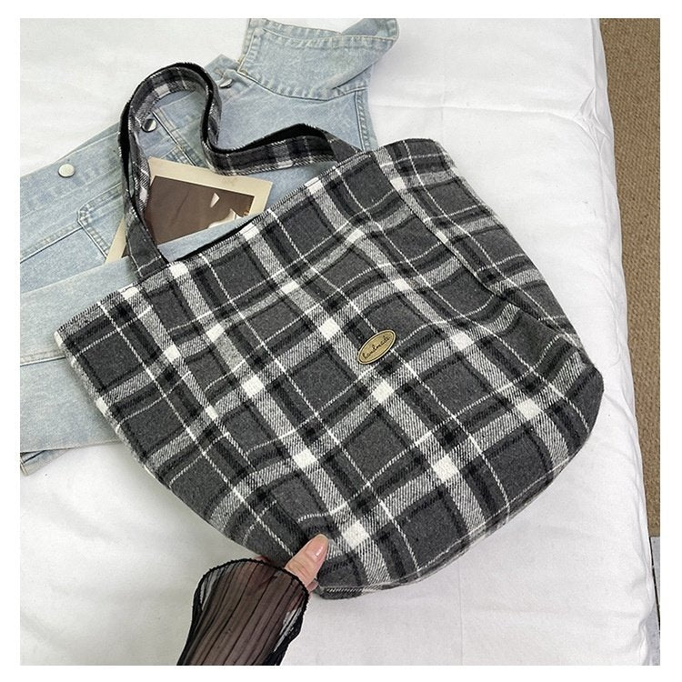 Reversible Check Daily Tote Bag