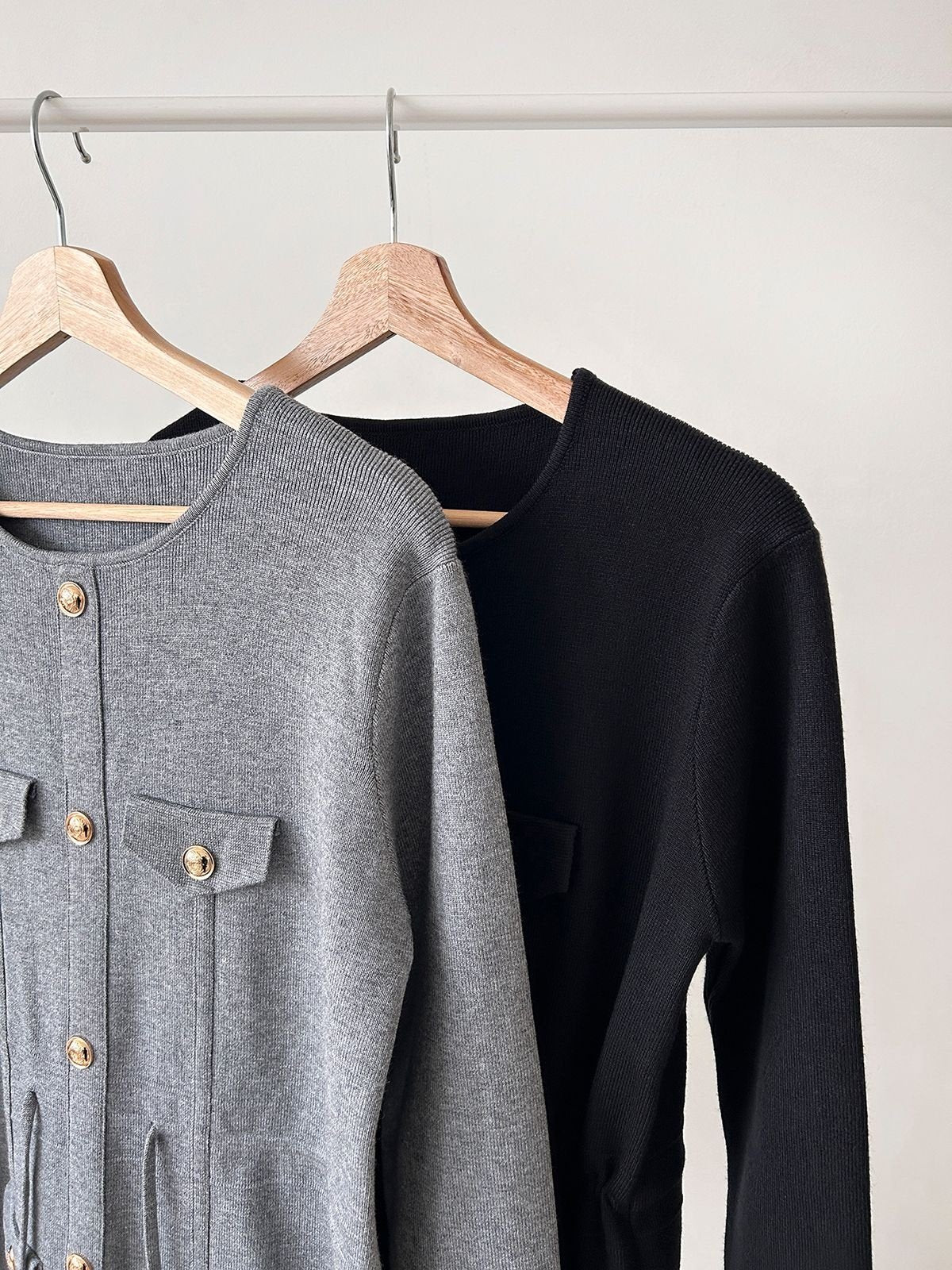 Gold Button Knit Midi Dress - Luckyplanetusa