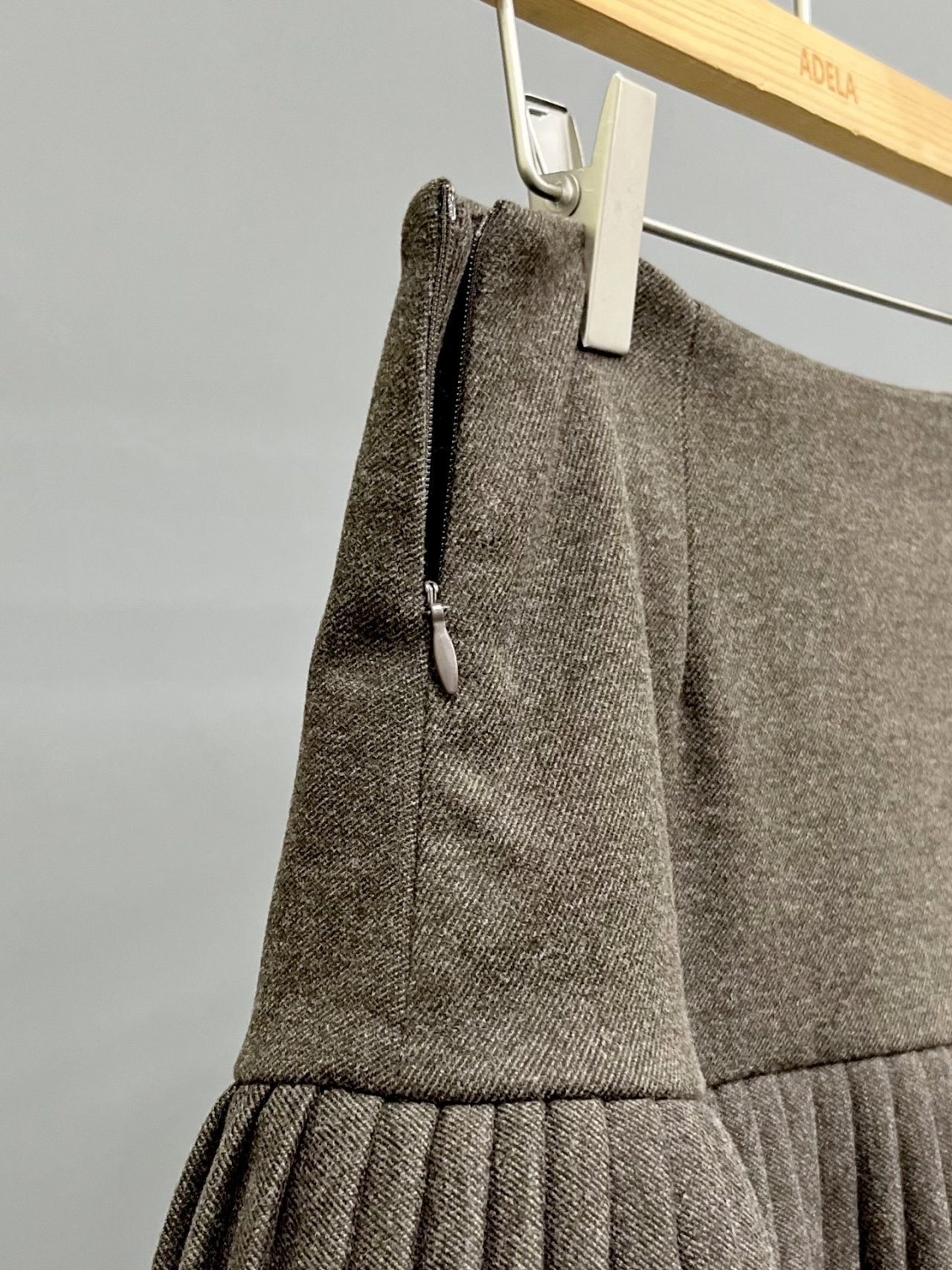 Two-Tier Pleated Wool Mini Skirt