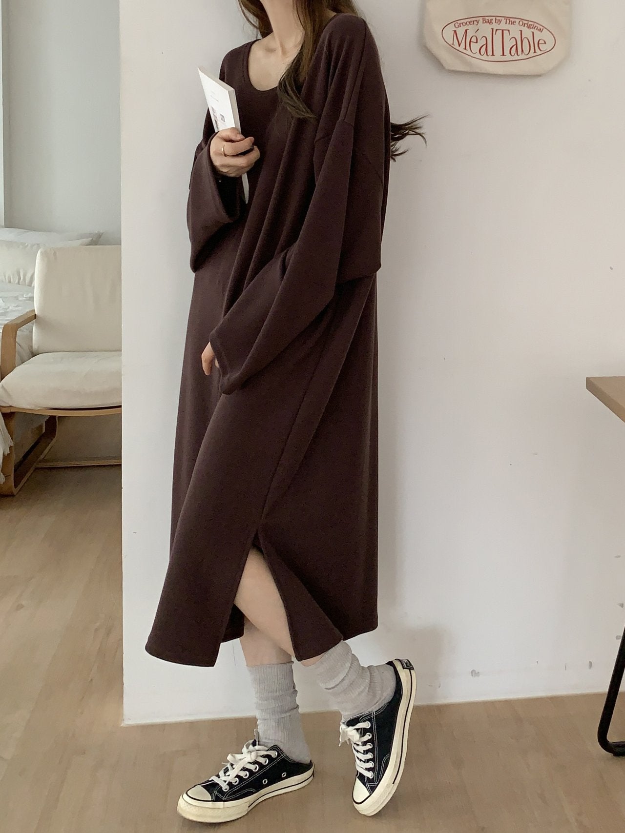 Soft Cozy U-Neck Oversized Lounge Dress